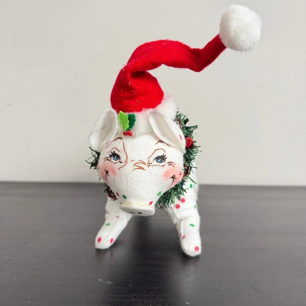 VTG Annalee Mobilitee Dolls Santa Christmas Wreath Pig Hog Piglet 2006 8